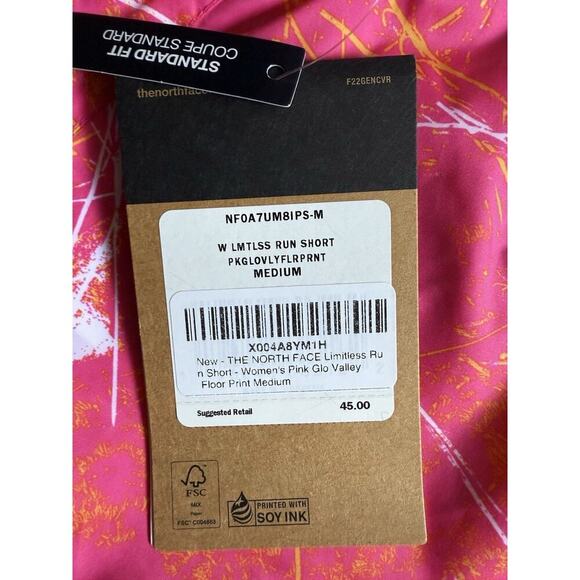 THE NORTH FACE Women's Limitless Run Short‎ - Pink Glo Valley Floor Print Sz M - Picture 3 of 7